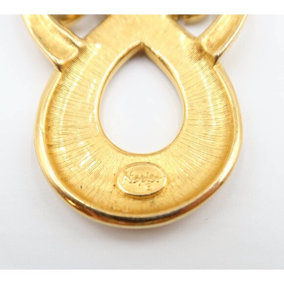 NAPIER Vintage Red Enamel Gold Tone Chain Pendant Necklace Chunky Swirl Knot 23" - Picture 8 of 12